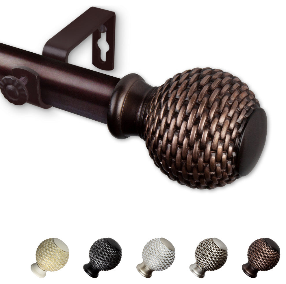 Wicker 1" Curtain Rod, Bronze, 48-84"