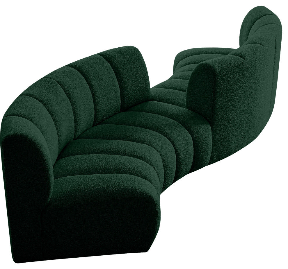 Infinity Boucle Fabric Upholstered 4-Piece S-Shaped Modular Sectional, Green