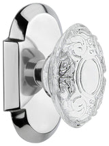Cottage Plate Passage Crystal Victorian Knob, Bright Chrome, 2.75"