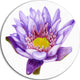 Hand-Drawn Purple Lotus, Floral Art Disc Metal Artwork, 23"