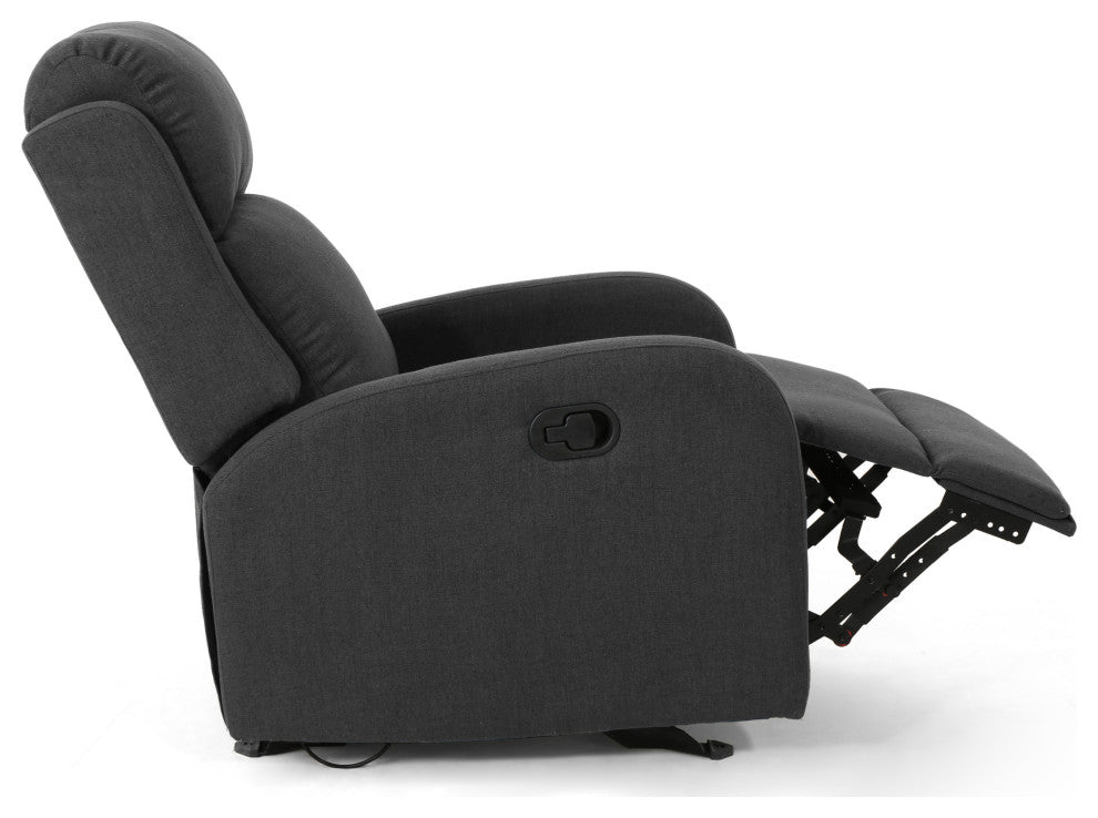 GDF Studio Ava Fabric Rocking Recliner, Dark Gray/Black