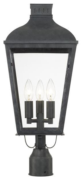 Crystorama DUM-9807-GE, 3-Light Outdoor Lantern Post, Graphite
