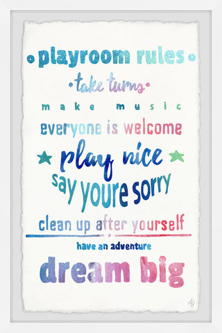 "Dreamy Playroom Rules" Framed Painting Print, 8"x12"