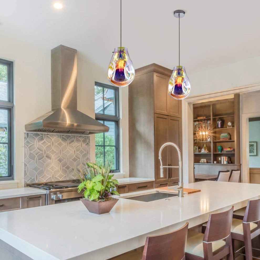 Modern Glass Pendant, Colorful Contemporary Hanging Light