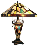 Chloe Lighting Vincent Tiffany-Style 3-Light Double-Lit Table Lamp 16" Shade