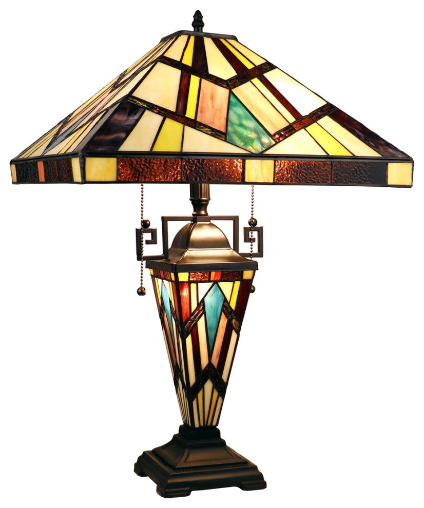Chloe Lighting Vincent Tiffany-Style 3-Light Double-Lit Table Lamp 16" Shade