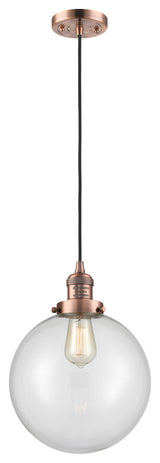 X-Large Beacon 1-Light Mini Pendant, Antique Copper, Clear