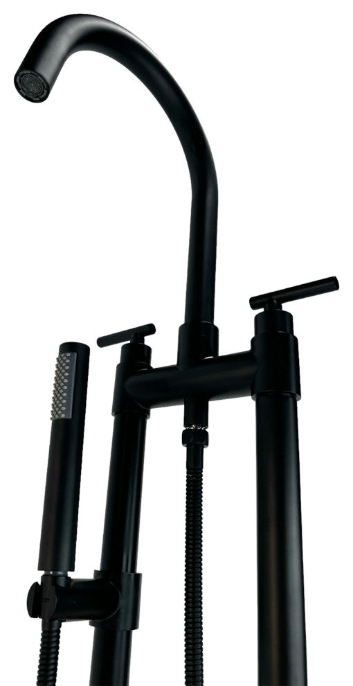 CastelloUSA Saturn Double Handle Clawfoot Tub Filler Faucet, Matte Black, Standard Handle