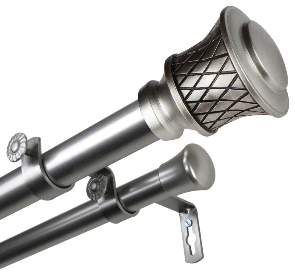 Alina 1" Double Curtain Rod, Satin Nickel, 48-84"