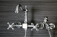 Heritage Wall Mount Bridge Kitchen Faucet, Brass Sprayer, Polished Chrome