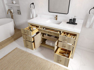 Sonoma Oak 60 Single Bathroom Vanity with 2" Carrara Marble