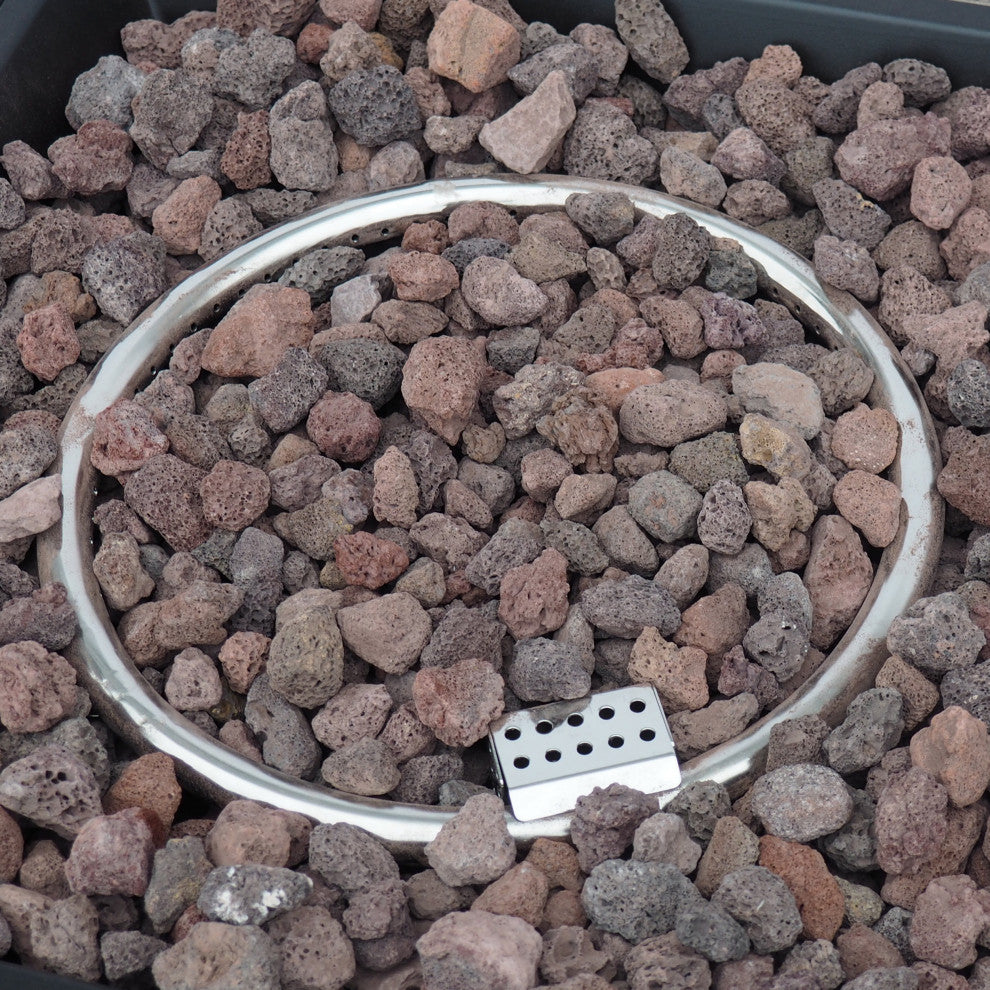 Jasmine Outdoor 50,000 BTU Square Fire Pit, No Tank Holder, Brown Wood Pattern