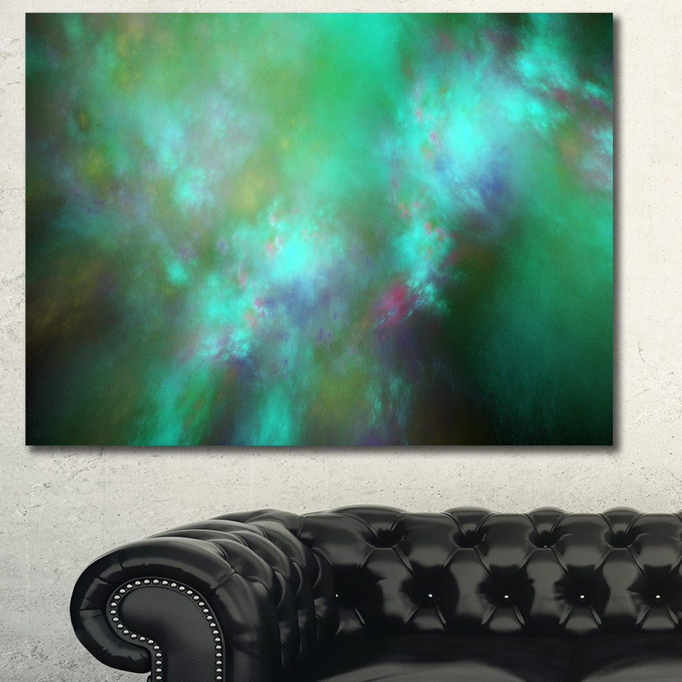 Blue Fractal Sky with Blur Stars, Oversized Abstract Canvas Art Print, 60x40