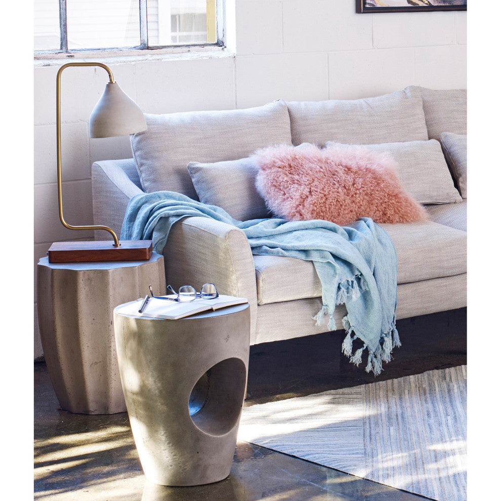 Contemporary Lamb Fur Pillow Rect. Pink - Pink