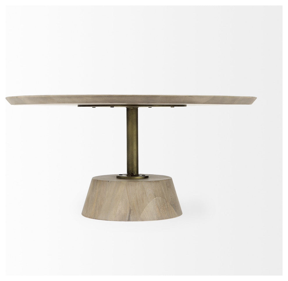 Light Brown Wooden Pedestal Coffee Table