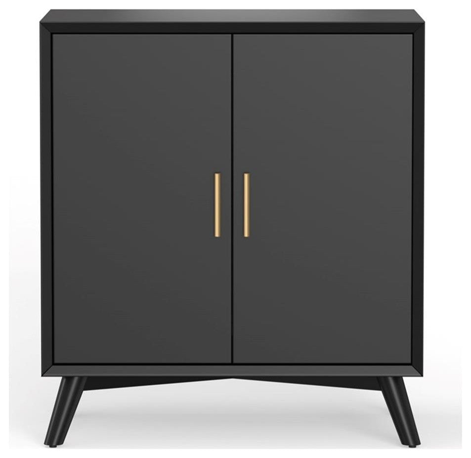 Alpine Furniture Flynn Small Wood Bar Cabinet in Black