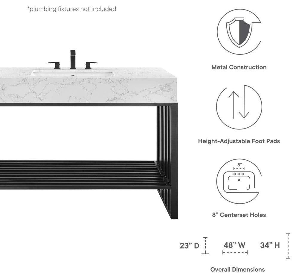 Gridiron 48" Bathroom Vanity, White Black