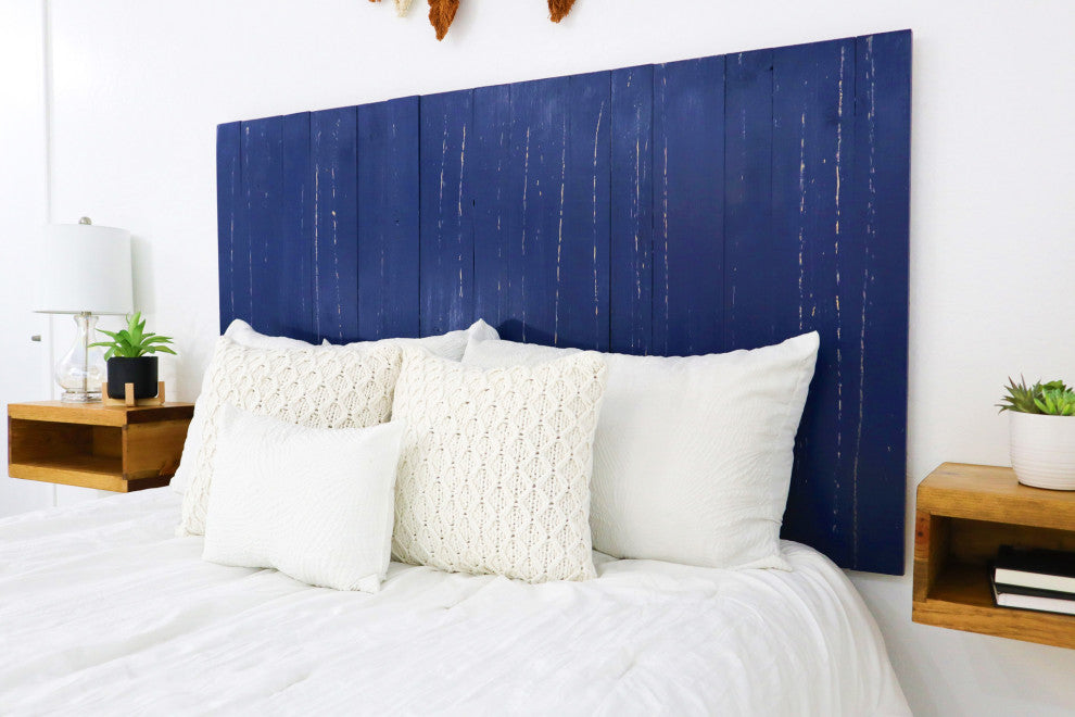 Handcrafted Headboard, Leaner Style, Navy Blue, Twin