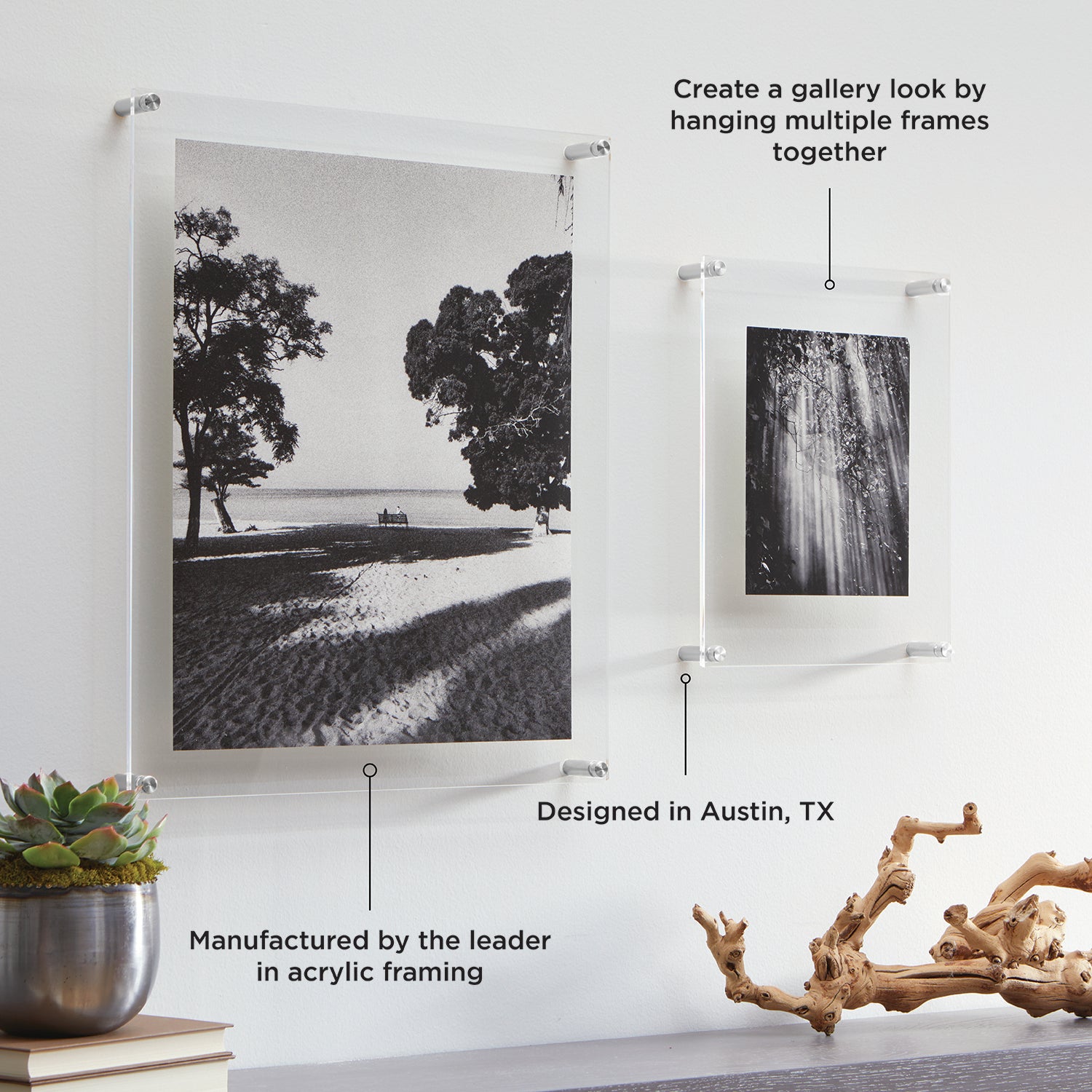 Double Panel Wall Frame with Silver Mounts, 23"x27", For 20"x24" Photos and Art