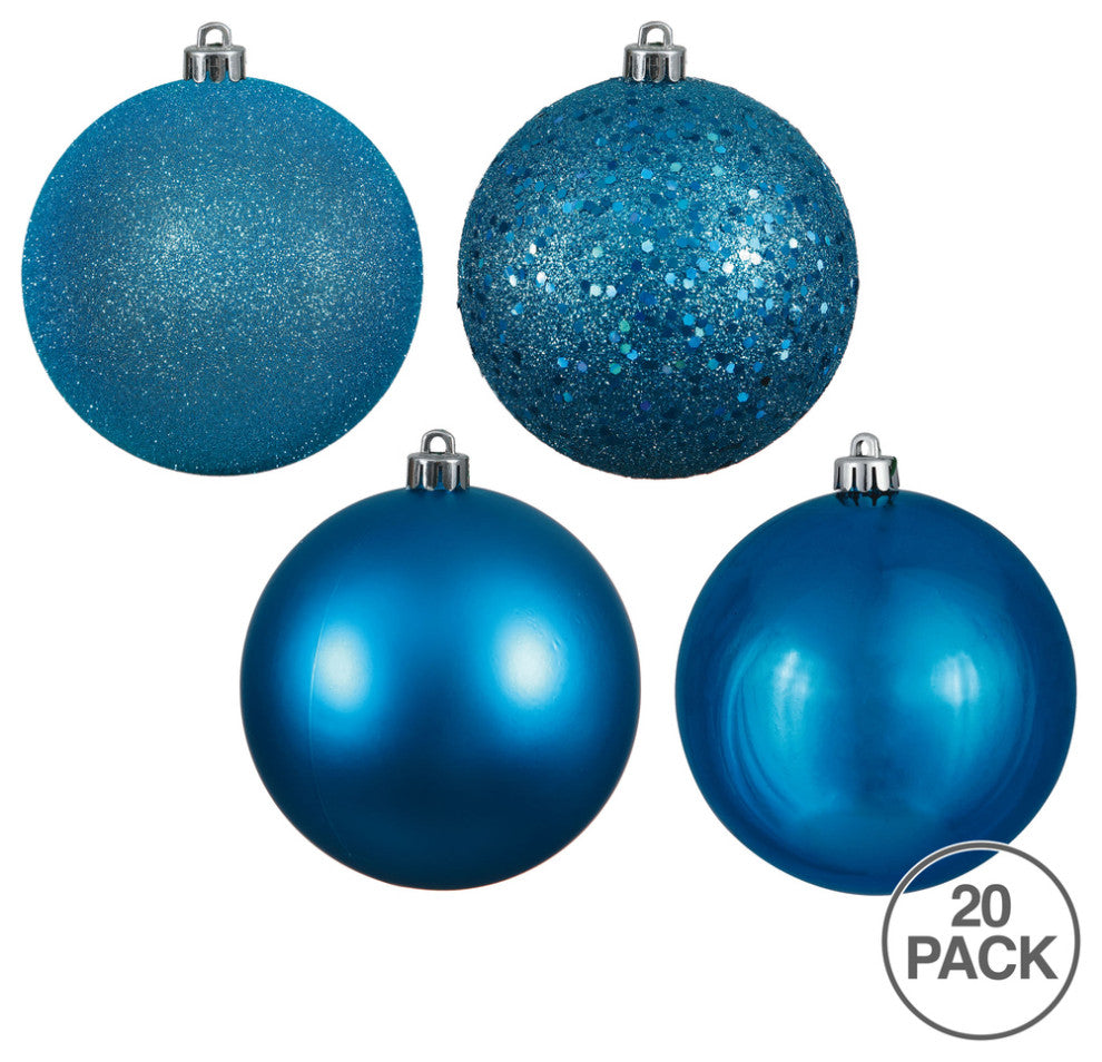 2.75" Turquoise 4 Finish Orn Asst 20/Box