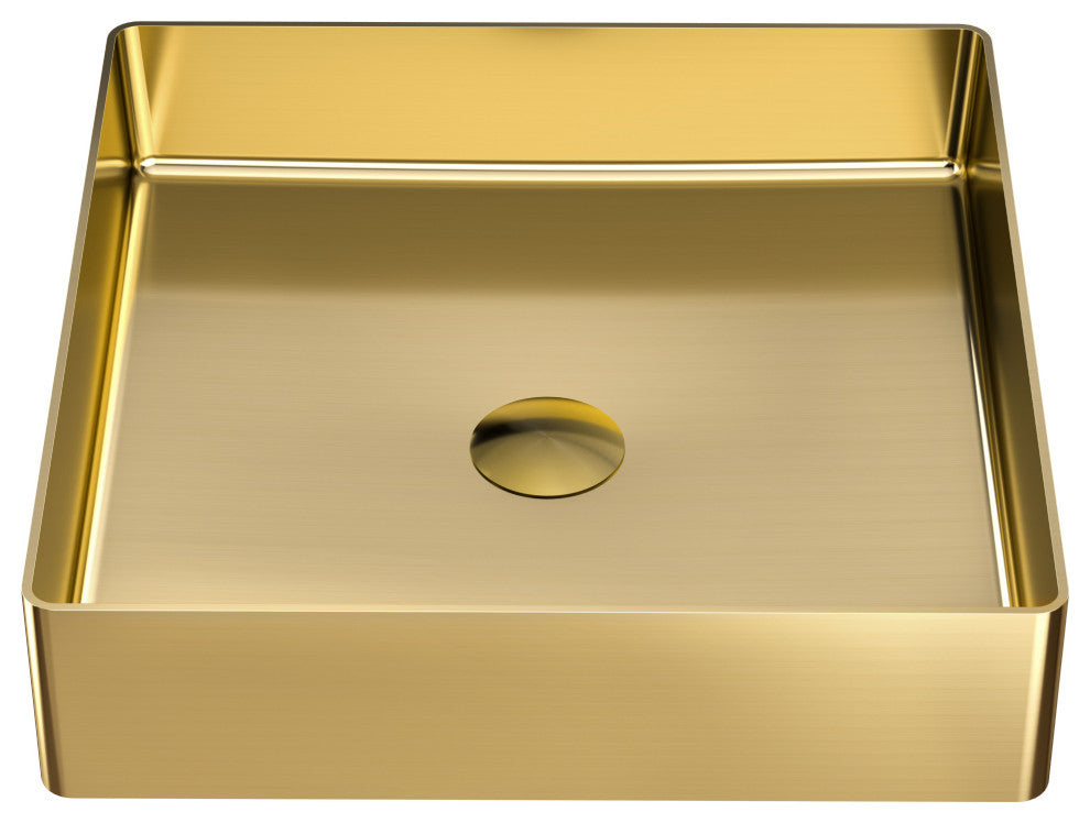 Karran Cinox Stainless Steel Square Vessel Sink, Gold