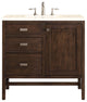 Addison 36" Single Vanity Cabinet, Mid Century Acacia, 3CM Eternal Marfil Quartz