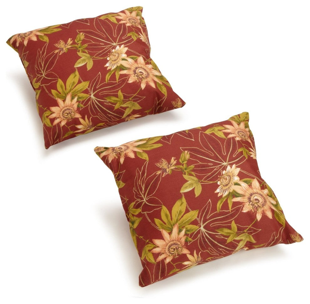 Blazing Needles 17" Outdoor Knife Edge Throw Pillows, Set of 2, Passion Ruby
