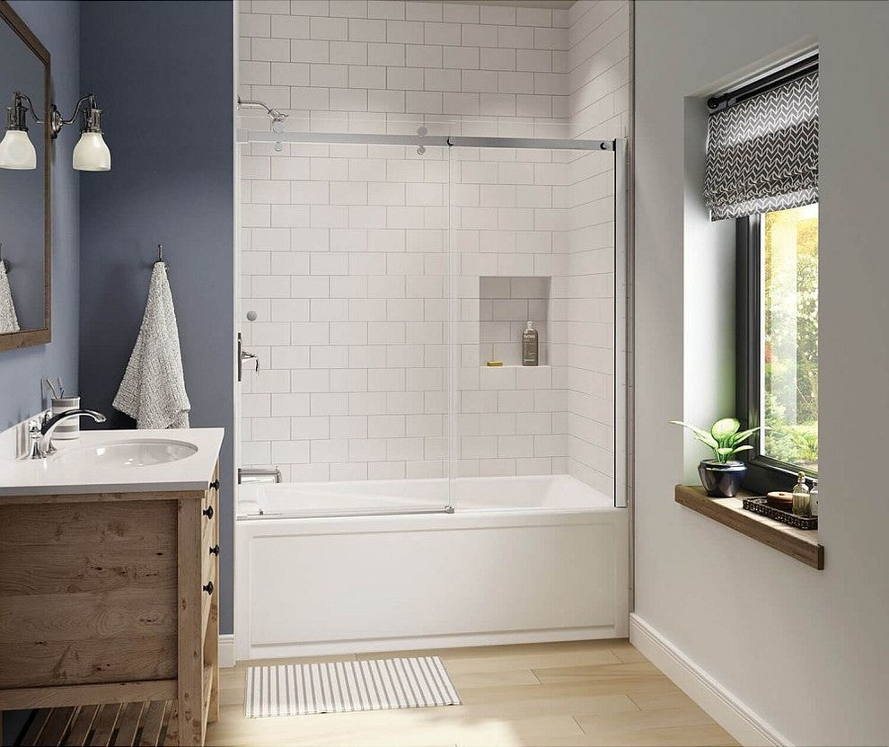 MAAX Exhibit Rectangular Acrylic Soaking Bathtub with Left-Hand Drain, White