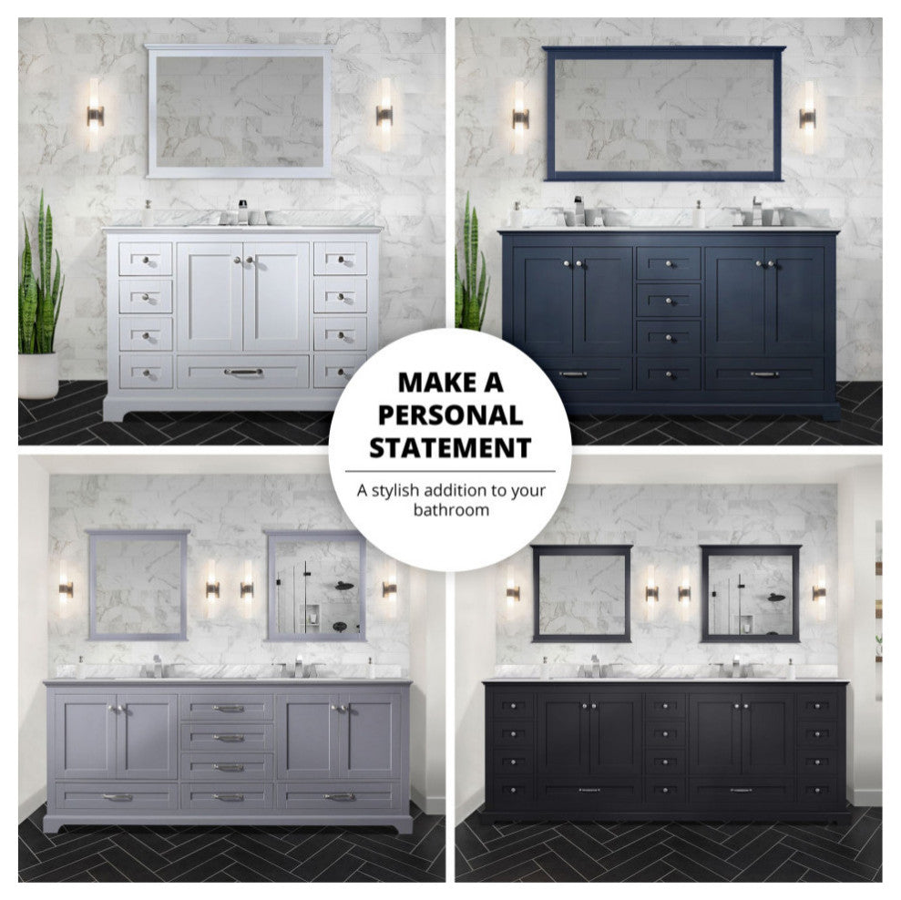 Dukes 48" White Single Square Sink Vanity with Quartz Top, With Mirror and Fauce