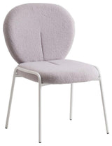 LeisureMod Celestial Modern Boucle Dining Side Chair in White Metal Frame Gray