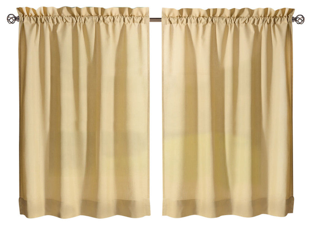 Ellis Curtain Stacey Tailored Tier Pair Curtains, Almond, 56"x36"