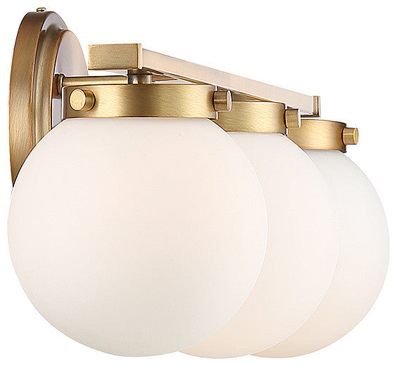 3-Light Bath Bar, Natural Brass