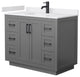42" Single Bath Vanity Dark Gray, White Cult.Marble Countertop, Sink, Black Trim