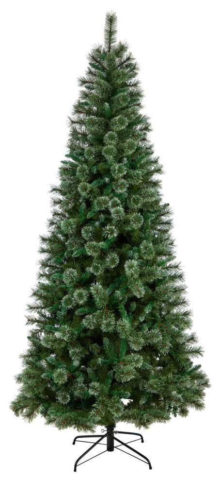8' Wisconsin Slim Snow Tip Pine Artificial Christmas Tree With 600 LED Lights