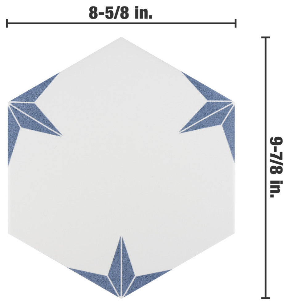 Stella Hex Azul Porcelain Floor and Wall Tile