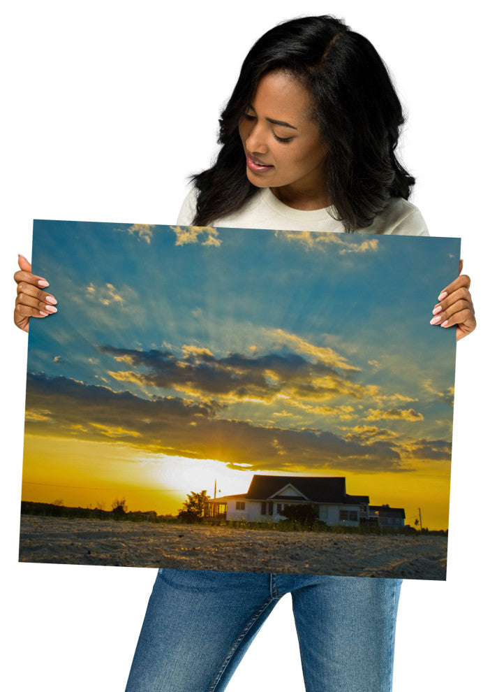 Sunset at Bowers Landscape Photo, Coastal Unframed Wall Art Print, 16" X 20"