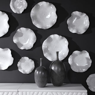 Uttermost 04234 Abella Abstract Flower Ceramic Wall Art - Set of - Fresh White