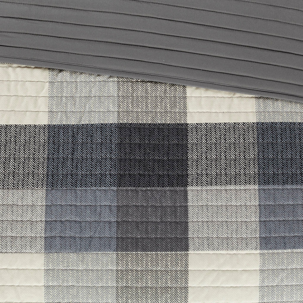 Madison Park Ridge 6 Piece Printed Herringbone Quilt Set With Throw Pillows