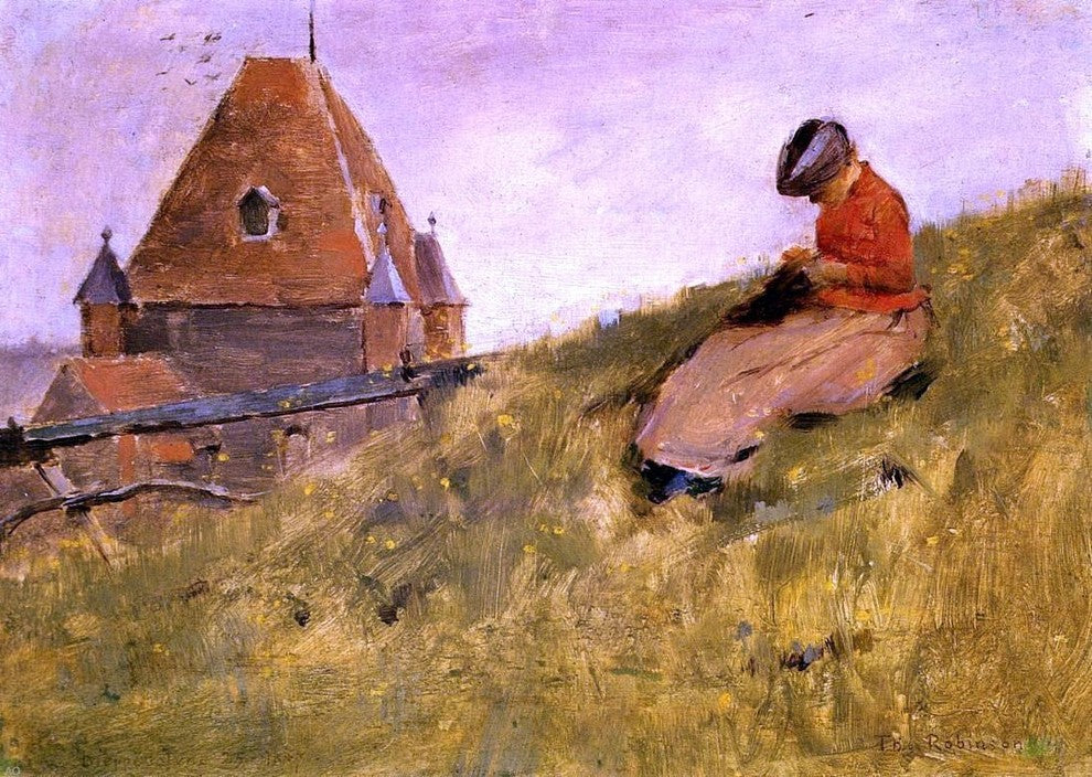 Theodore Robinson On the Cliff: A Girl Sewing Wall Decal