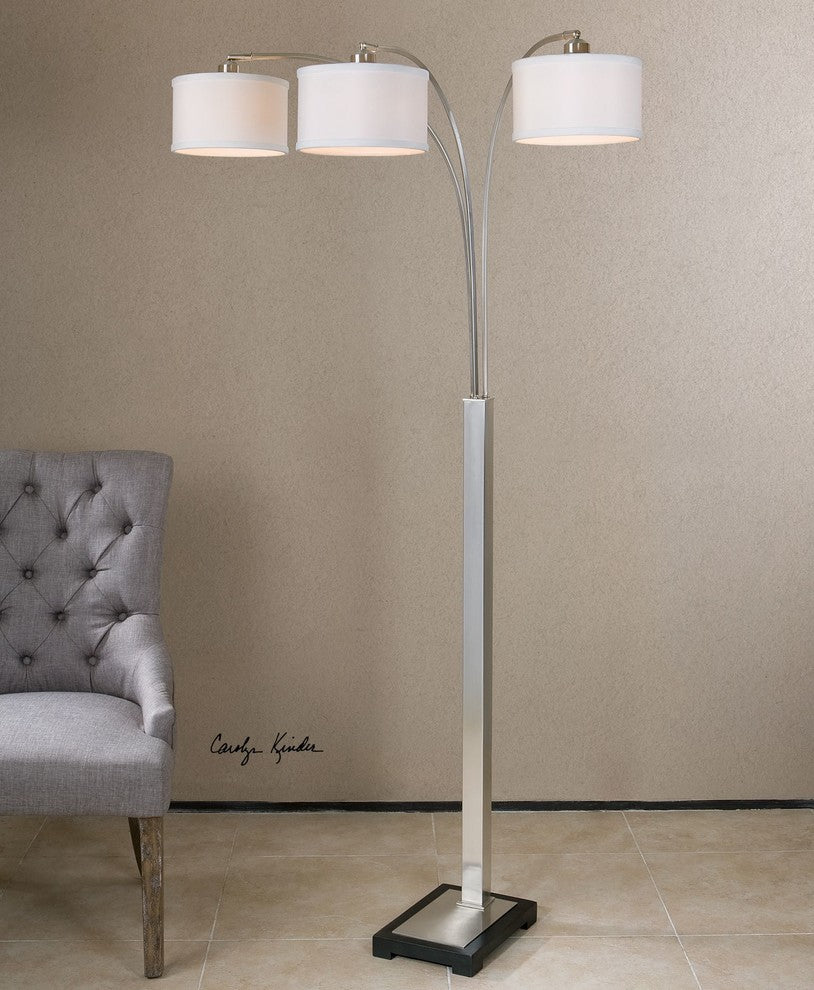 Uttermost 28641-1 Bradenton Nickel 3 Light Floor Lamp