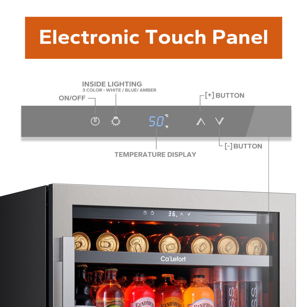 Ca"™Lefort 24" Drink Fridge: 180 Can, LED Lights, Built-In/Freestanding