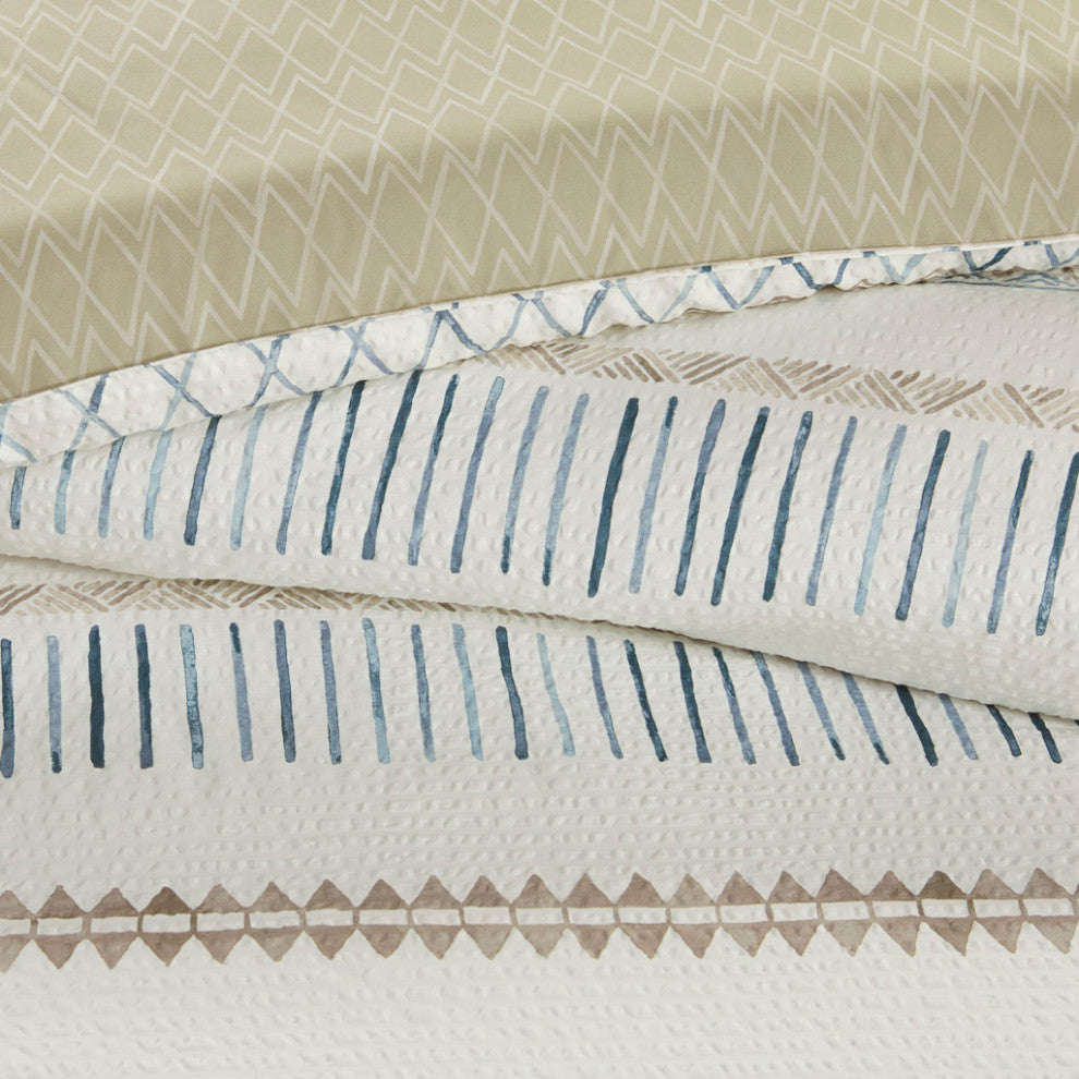 Madison Park Fraser 5 Piece Printed Seersucker Comforter Set With Throw Pillows