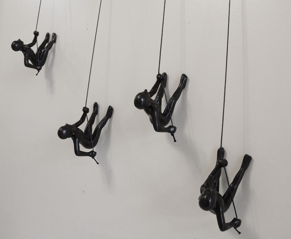Climbing Man Wall Art, Set of 4, Choco Black