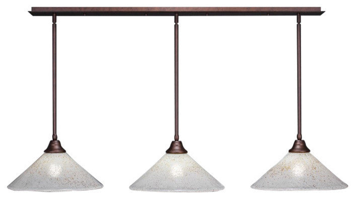 Stem 3-Light Pendalier with Hang Straight Swivel, Bronze/Gold Ice