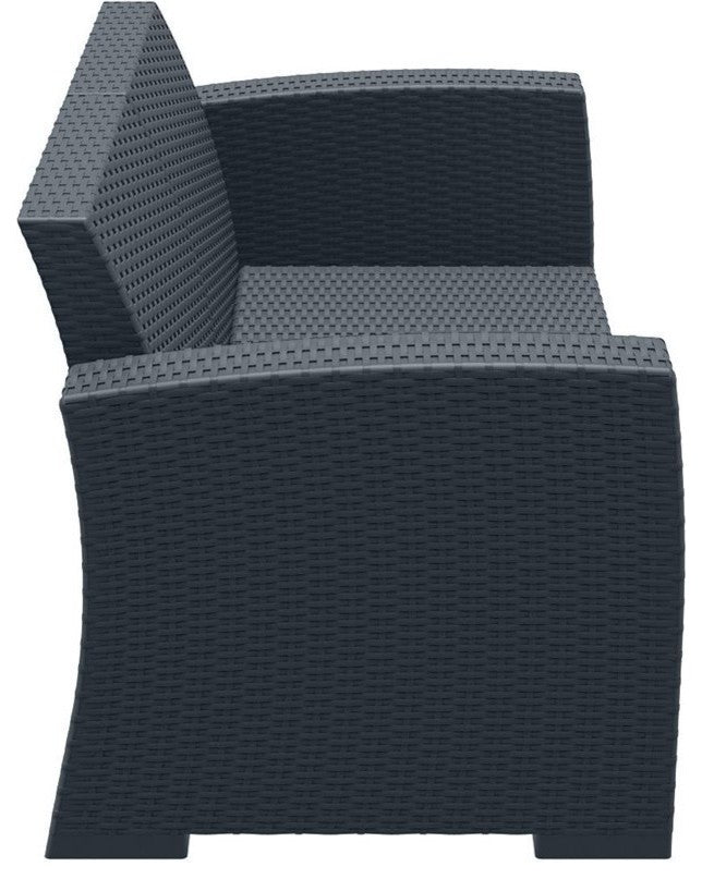 Monaco Resin Patio Loveseat Dark Gray with Sunbrella Natural Cushion