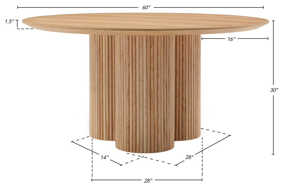 Simba Dining Table, Natural, 60" Wide