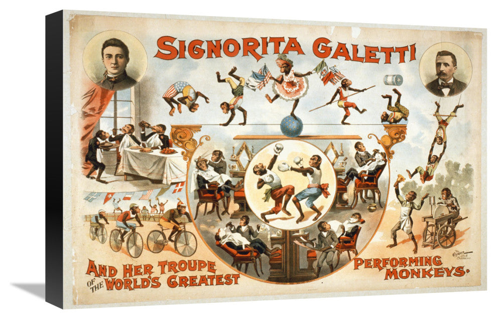 "Signorita Galetti Performing Monkeys" Canvas by Hollywood Photo Archive, 22x15"