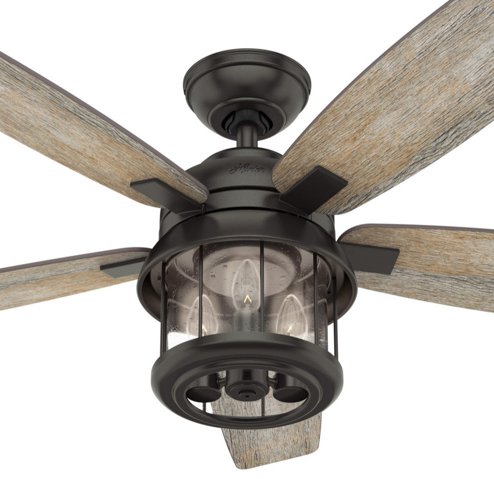 Hunter Fan Company Coral Bay Noble Bronze Ceiling Fan With Light and Remote, 52"