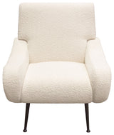 Cameron Accent Chair, Bone Boucle Textured Fabric With Black Leg