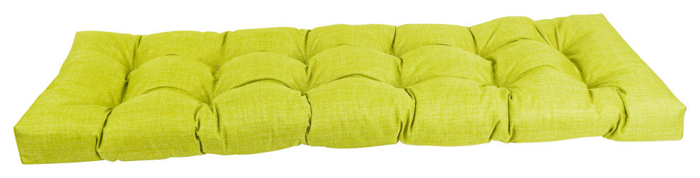 60"x19" Tufted Solid Outdoor Spun Polyester Loveseat Cushion Green